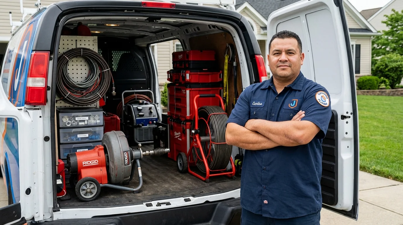 Professional drain cleaning equipment and Johns Plumbing LLC plumber in Leola