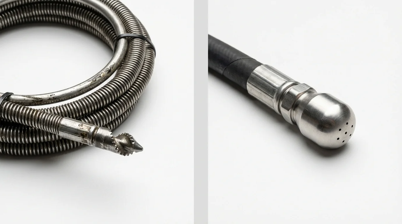 Drain snake cable and hydro jetting nozzle used for drain cleaning in Leola, PA
