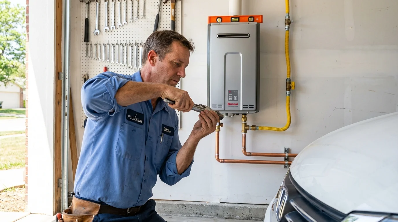 Tankless water heater installation by a Johns Plumbing LLC plumber in Leola